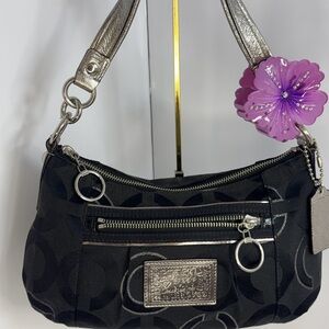 Coach Black Shoulder Bag with Silver Details